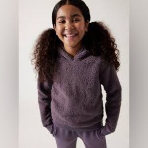 Athleta Girl So Snug Fleece Sherpa Gray Purple Hoodie Size 8/10